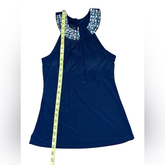 INC Y2K Small tank top Blue liberty star halter top rhinestone evening stretch - Picture 7 of 7
